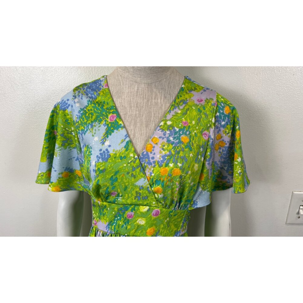 VINTAGE KUULEI HAWAII FLORAL 60'S MAXI DRESS S - Picture 3 of 15